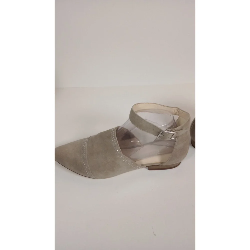 Nine West Taupe Suede Studded Slingback Heels Pointed Toe Low Block Heel 8M